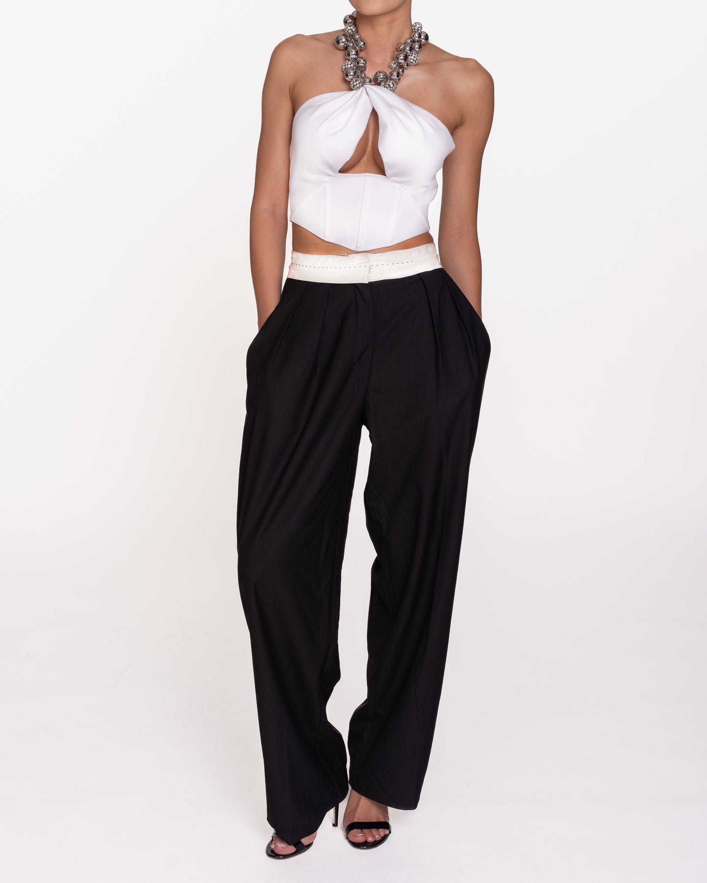 Închiriere Top AREA - Crop top din jerseu ponte ornamentat