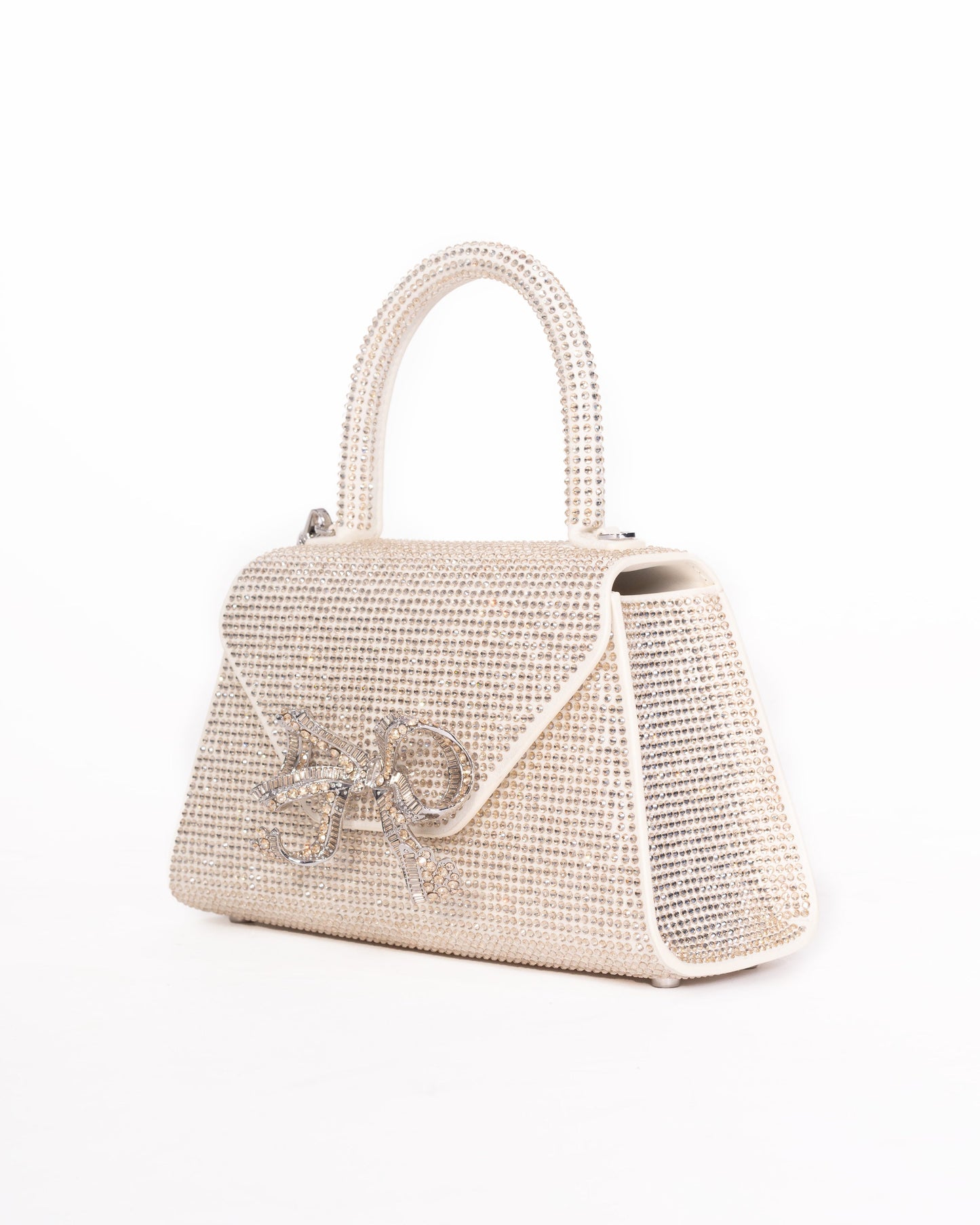 Self-Portait bag rental - hotfix bow shoulder bag champagne