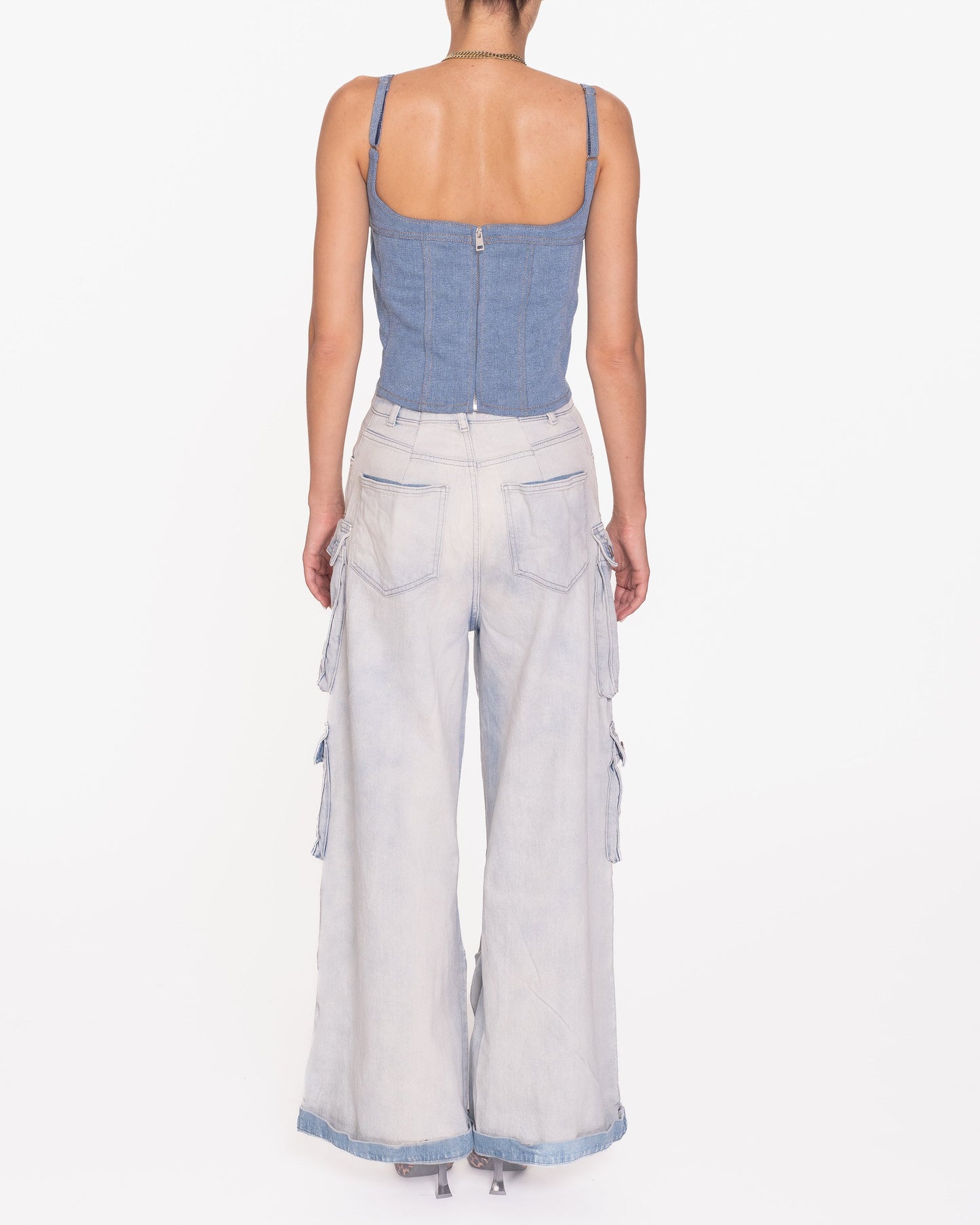Închiriere corset Mugler - din denim și plasă