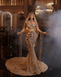 Închiriere Rochie Haute Couture BLINI - VALORA GOLD LONG DRESS WITH METALLIC LEATHER AND VAIL