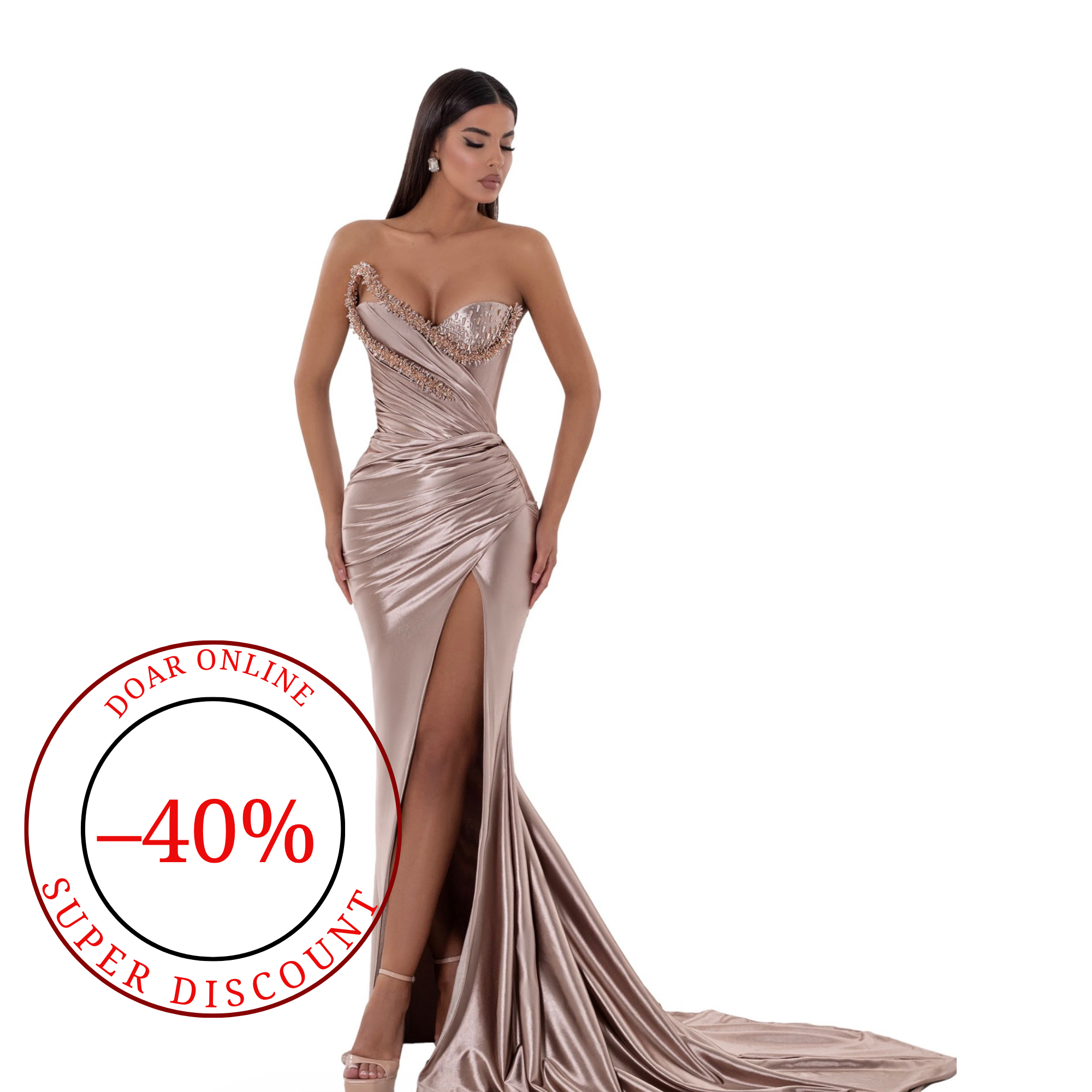 Închiriere Rochie Haute Couture - Albina Dyla LONG nude Dress with split