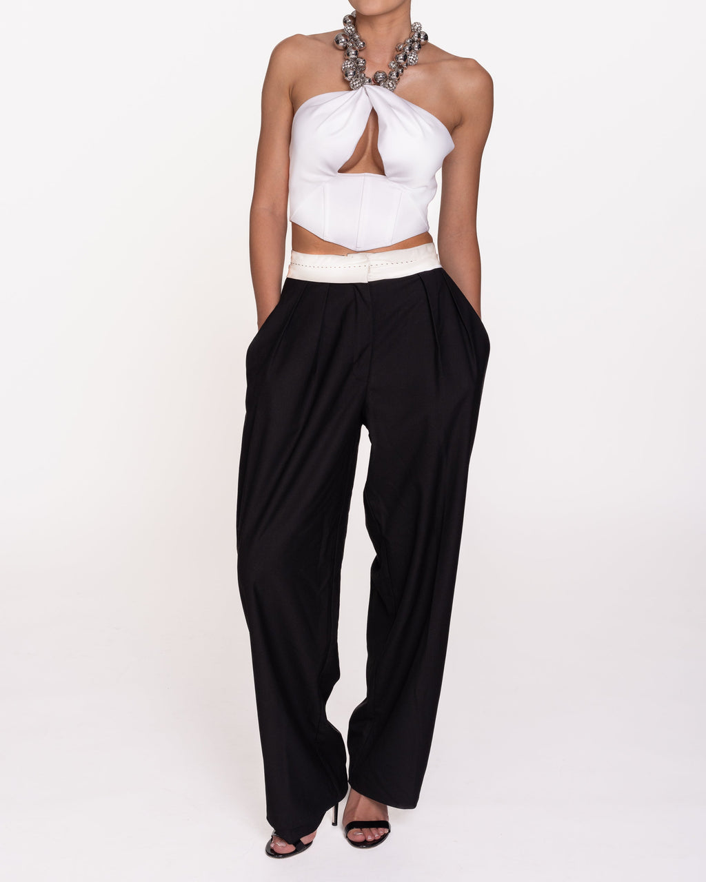 Închiriere Top AREA -  Crop top din jerseu ponte ornamentat