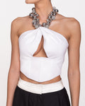 Închiriere Top AREA -  Crop top din jerseu ponte ornamentat