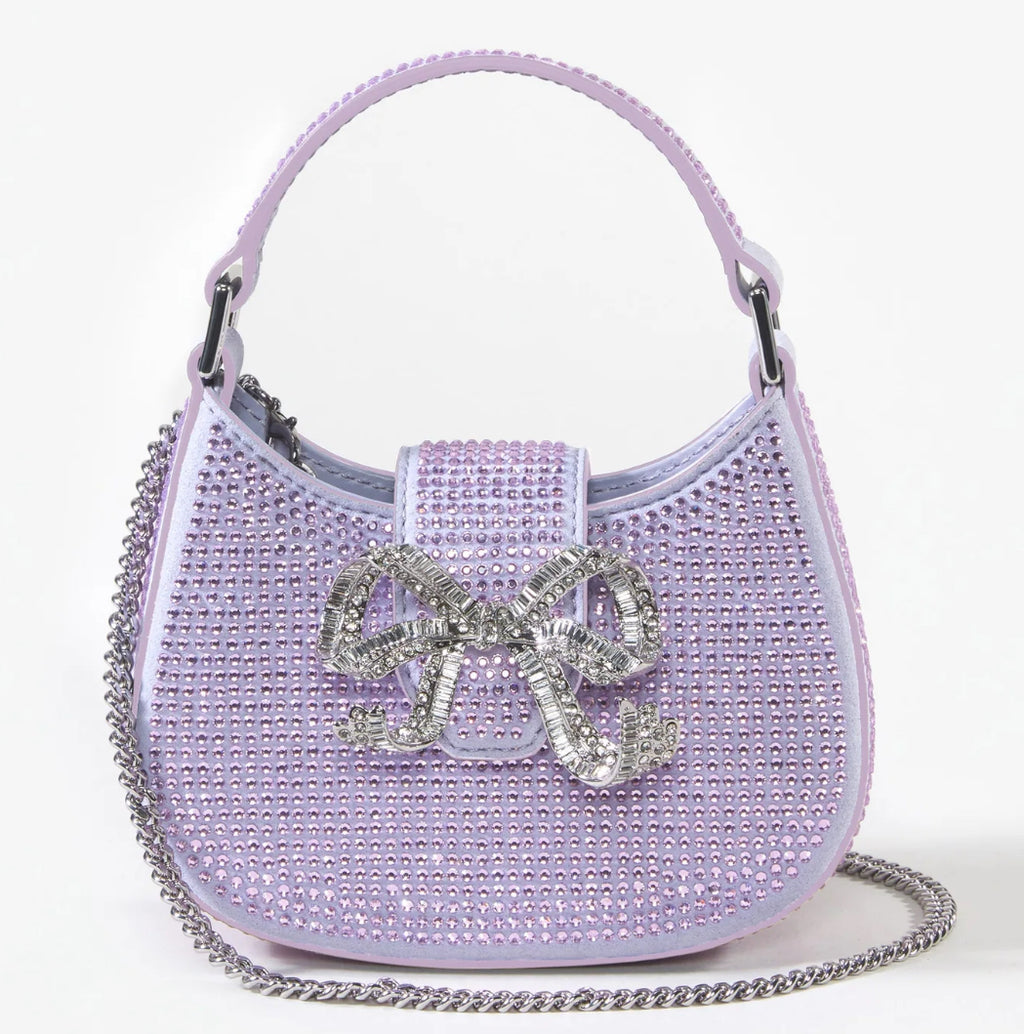 Închiriere Geanta Self-Portait - PURPLE RHINESTONE CRESCENT BOW MICRO BAG