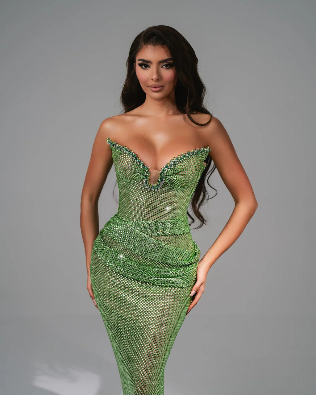 Închiriere Rochie Haute Couture BLINI - ALISHA LIGHT GREEN DRESS WITH STONES
