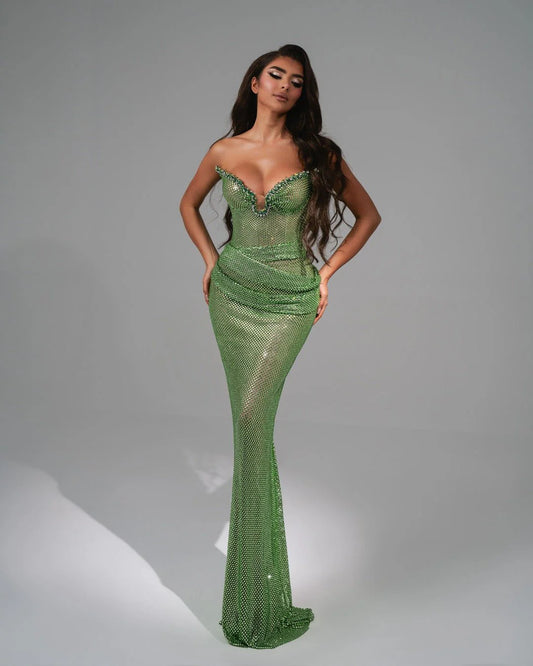 Închiriere Rochie Haute Couture BLINI - ALISHA LIGHT GREEN DRESS WITH STONES