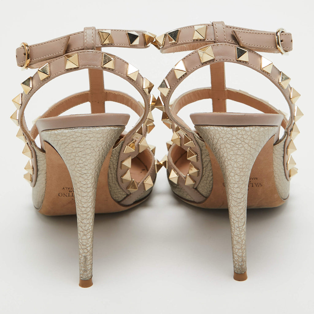 Închiriere pantofi Valentino Metallic Gold Leather Rockstud