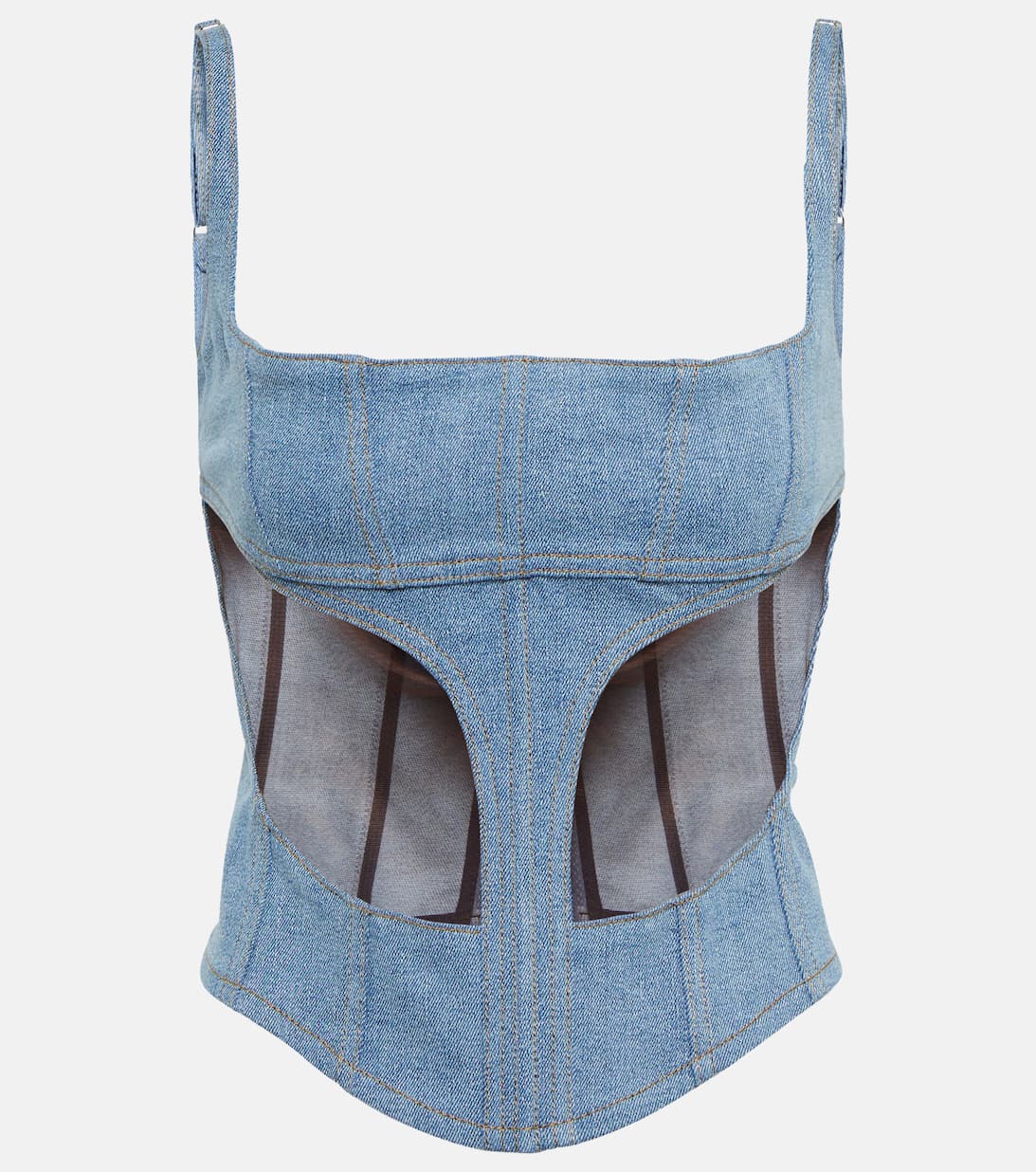 Închiriere corset Mugler - din denim și plasă